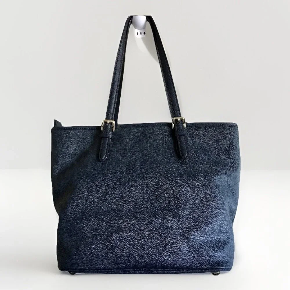Michael Kors Jet set signature large‎ snap pocket tote Authentic Blue monogram